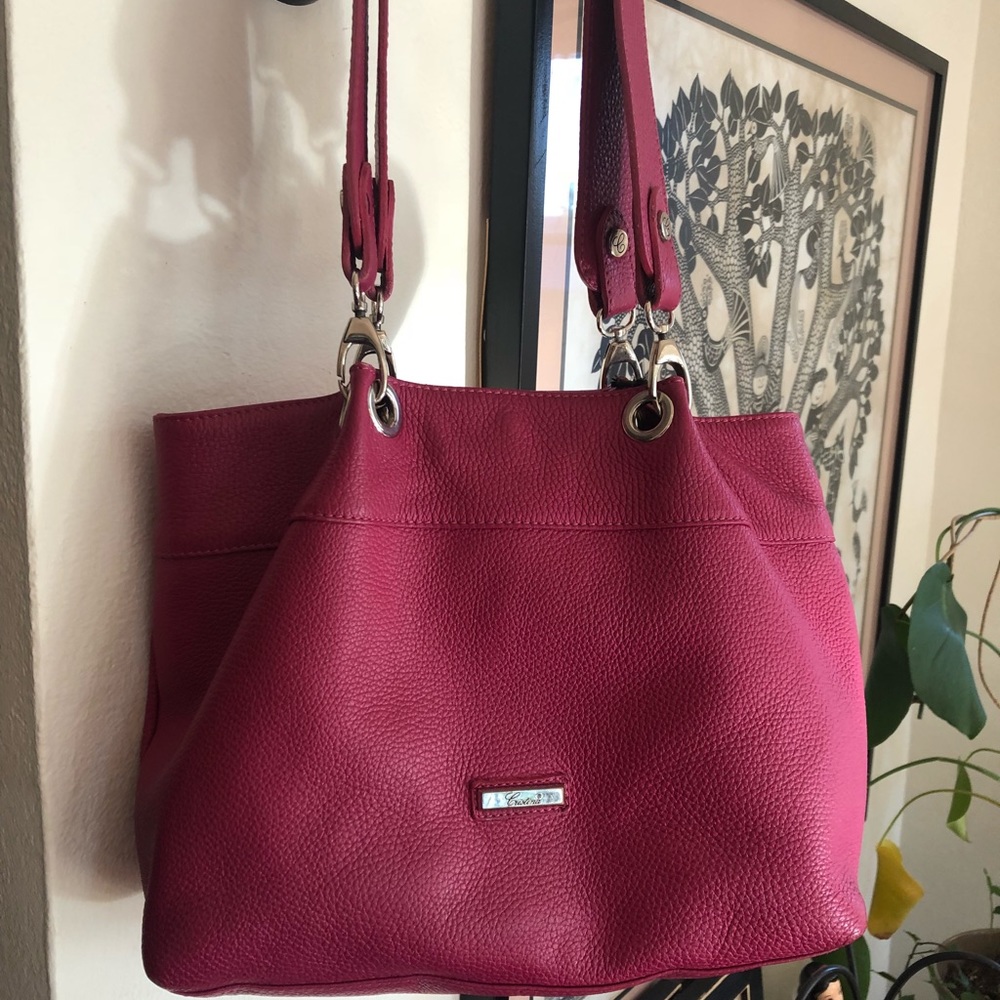 Cristina pink pebble leather handbag